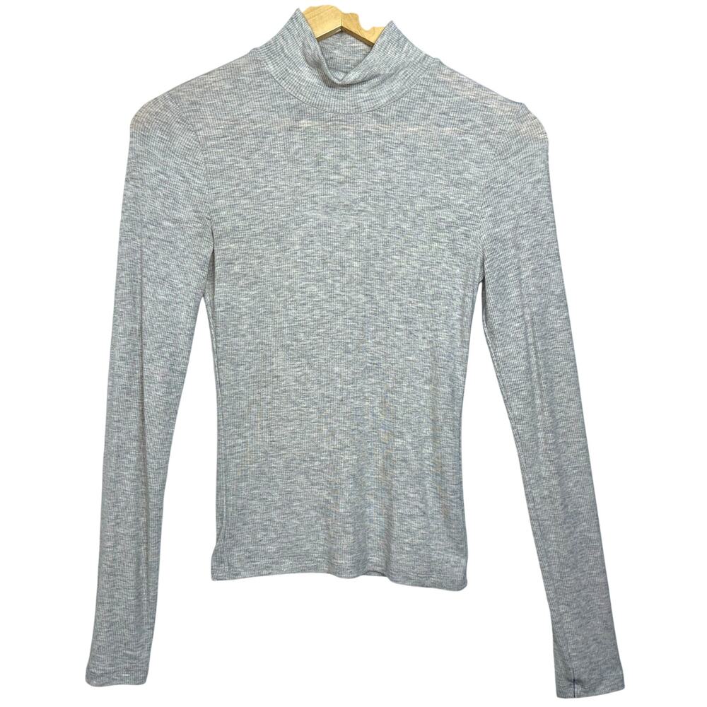 Abercrombie & Fitch Soft AF Essentials Gray Ribbed Knit Mock Neck Sweater Size S